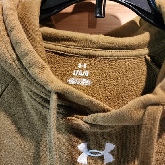 Under Armour Men’s L Hoodie • Brown/Tan Pullover • UA Logo Sweatshirt - Picture 4 of 4